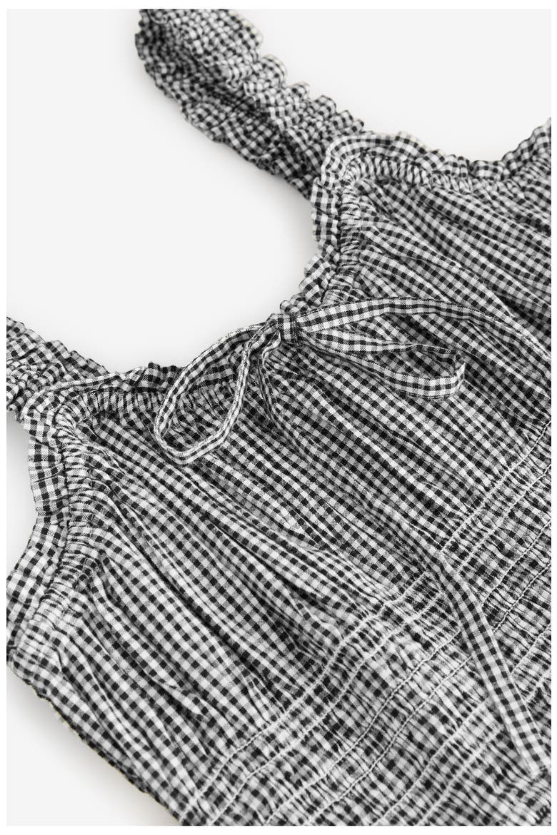 Gingham Smocked Maxi Dress, Alternate, color, BLACK