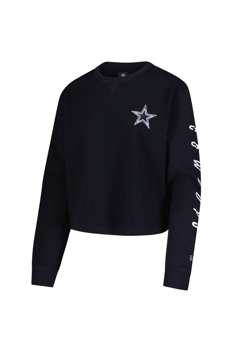 Women's New Era  Navy Dallas Cowboys Thermal Cropped Long Sleeve T-Shirt, Alternate, color, Navy