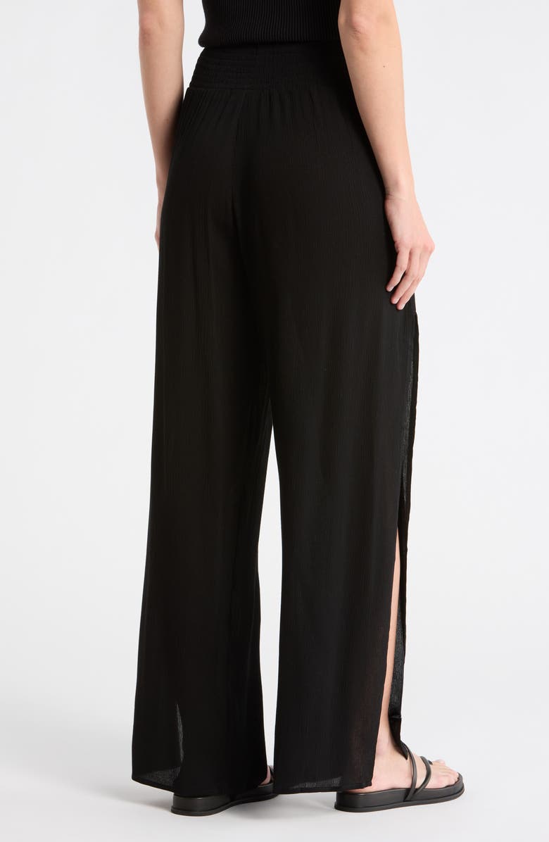 Elan Side Slit Wide Leg Cover-Up Pants, Alternate, color, Black