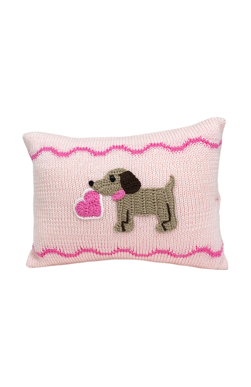 Melange Collection Valentine Puppy Dog Mini Pillow In Pink