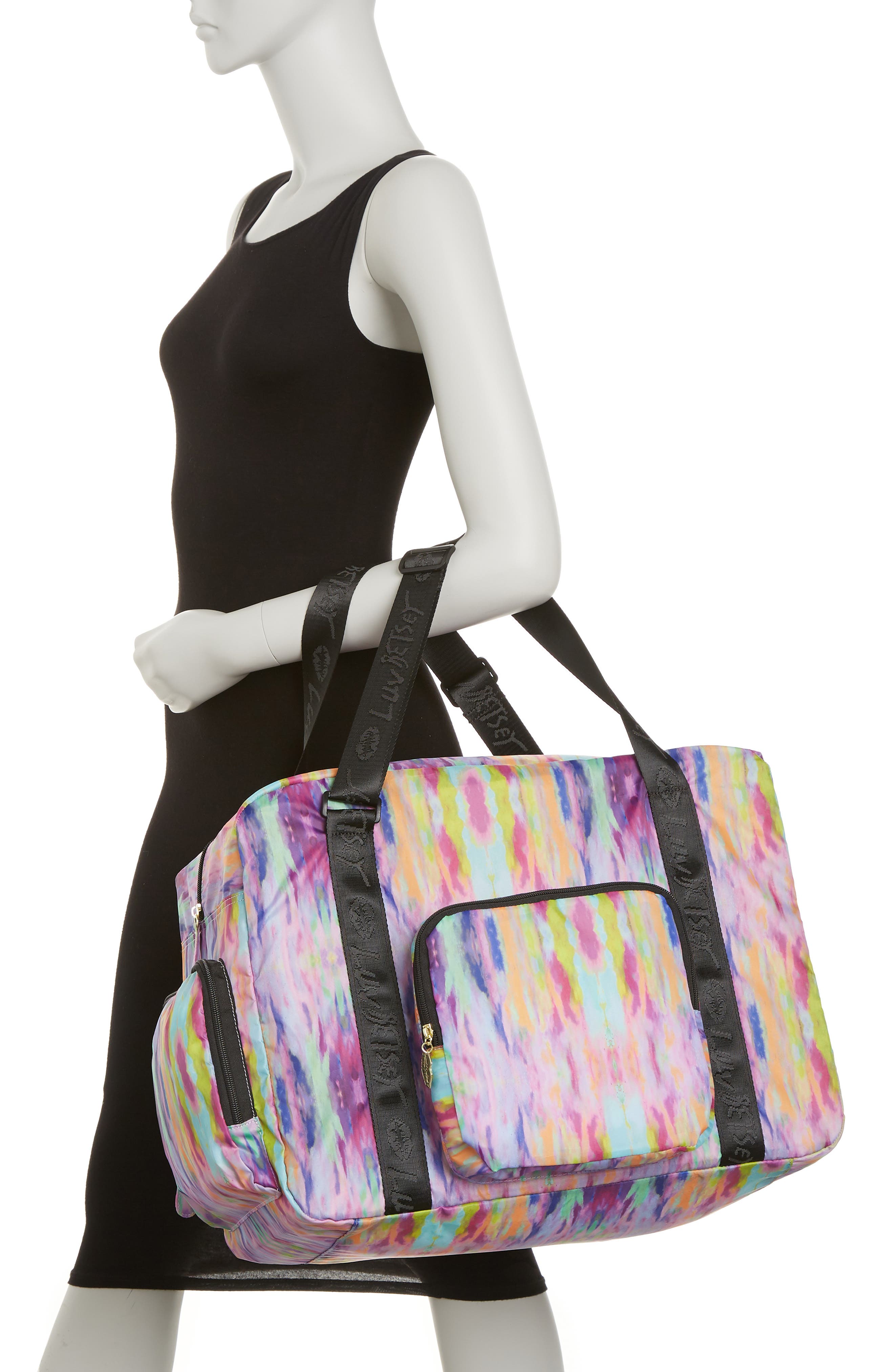Betsey Johnson Pack-It Nylon Weekend Duffle Bag, Alternate, color, 