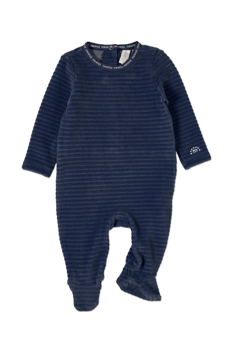 MiniMoi Cotton-Rich Drop-Needle Footie, Main, color, Navy