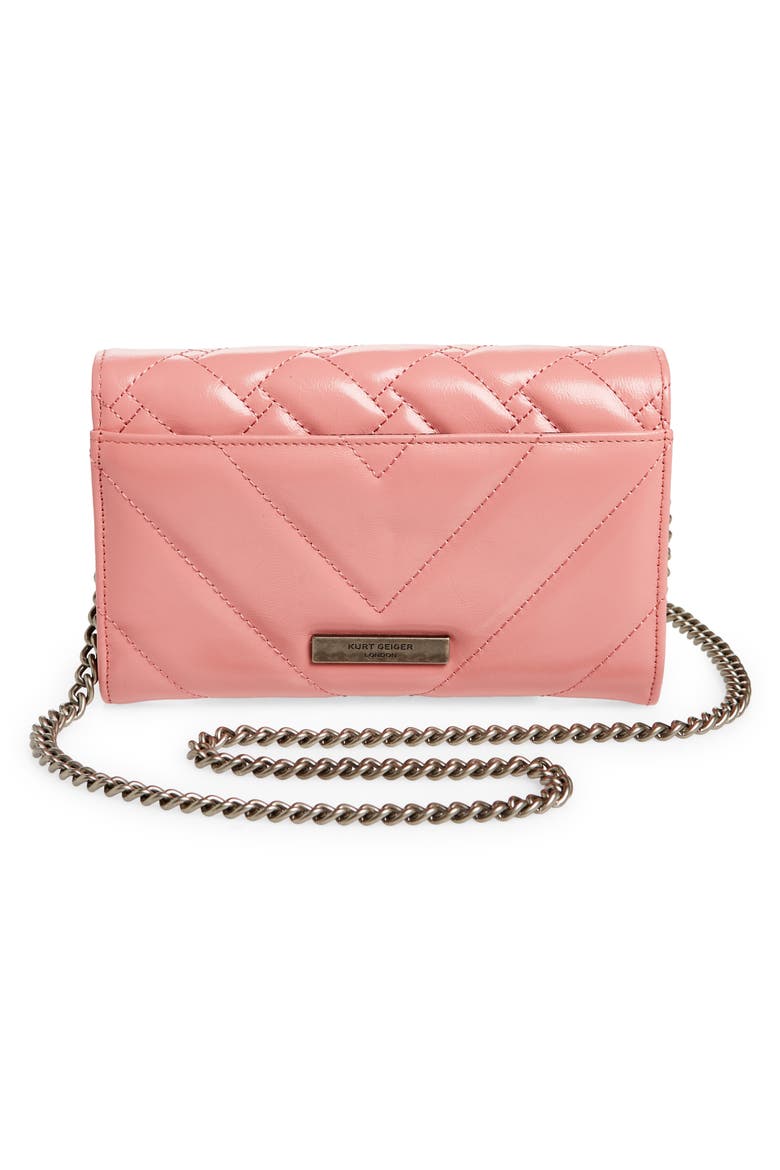 Kensington Quilted Leather Wallet on a Chain, Alternate, color, PINK