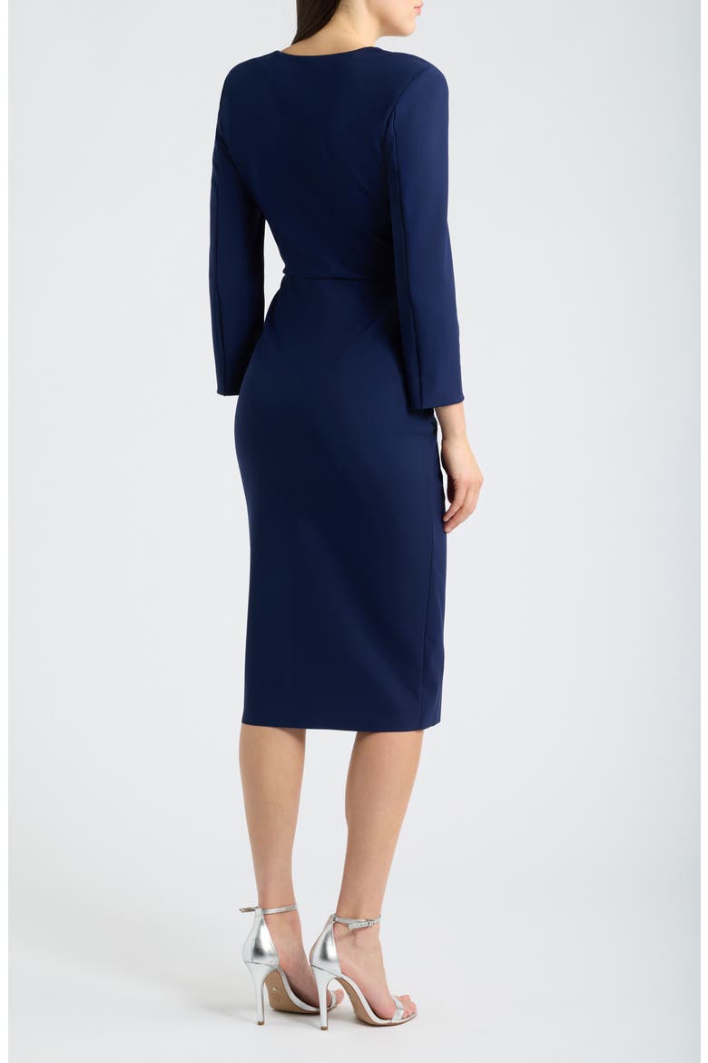 Rhinestone Detail Long Sleeve Cocktail Sheath Dress, Alternate, color, 743 BLU NOTTE