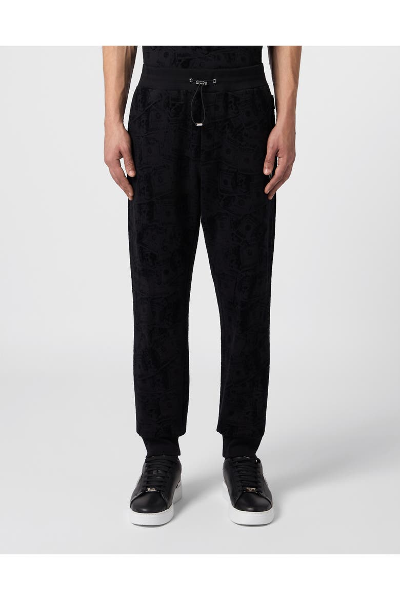 Jogging Pants All-Over Dollar Skull Men, Main, color, black/black