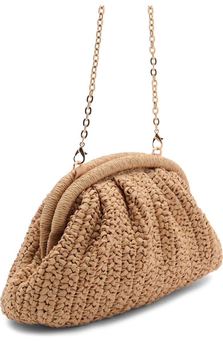 MANGO Natural Fiber Clutch Bag with Removable Chain Strap, Alternate, color, Beige