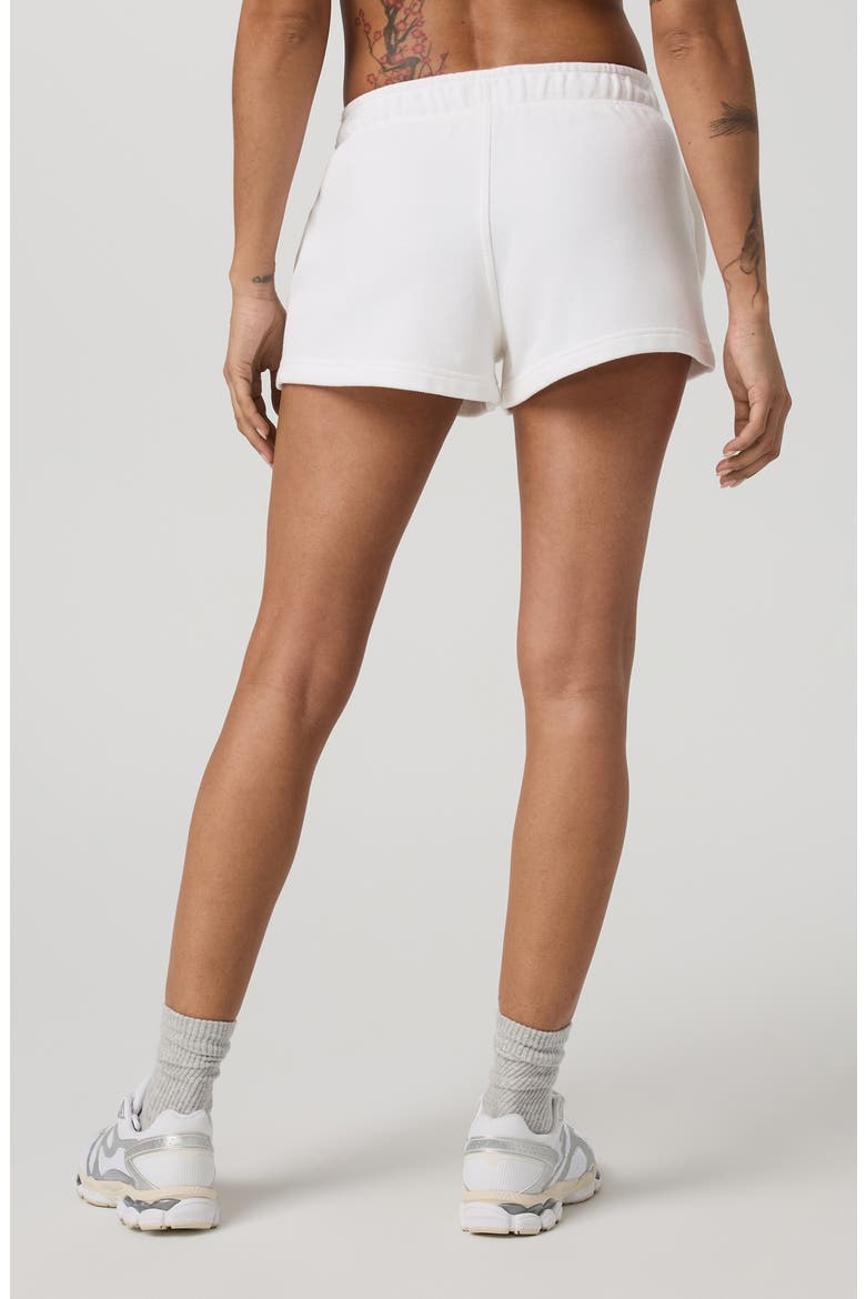 Cotton Blend Piquè Fleece Drawstring Shorts, Alternate, color, WHITE