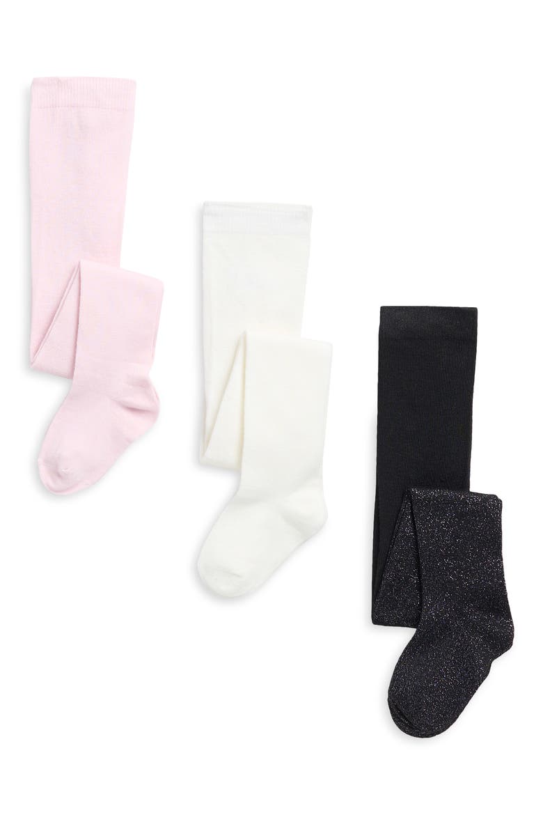 Kids' 3-Pack Metallic Sweater Tights, Main, color, BLACK COMBO