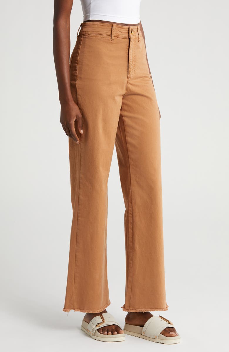 Marine Layer Bridget High Waist Raw Hem Wide Leg Pants, Alternate, color,