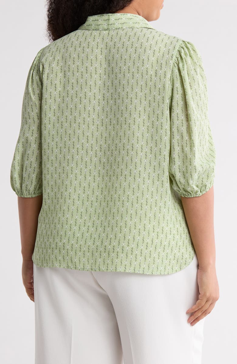 MAX STUDIO Placket Top, Alternate, color, Green Bellflower Geometric