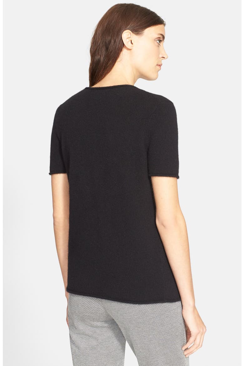 'Tolleree' Short Sleeve Cashmere Pullover, Alternate, color, BLACK