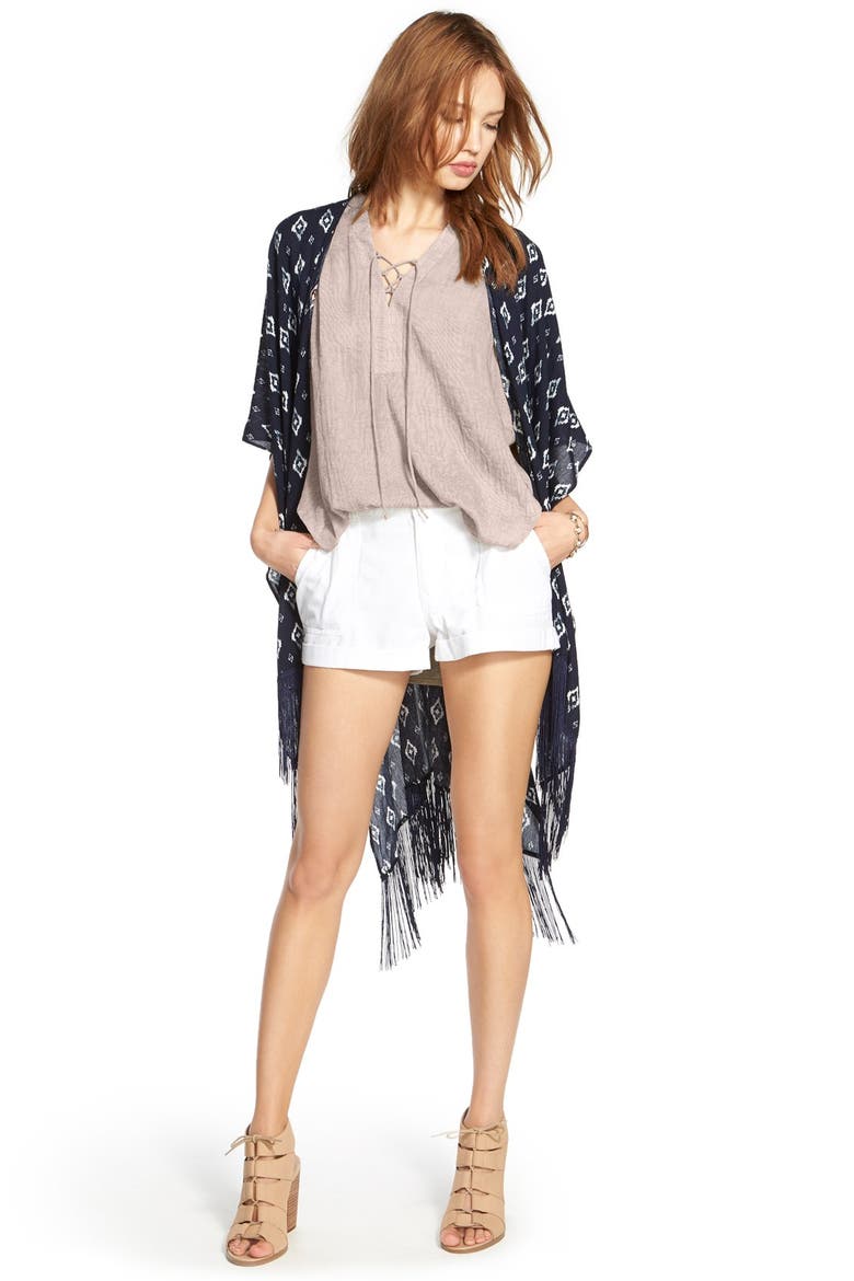 Lace-Up Sleeveless Henley Top, Alternate, color, ASHES