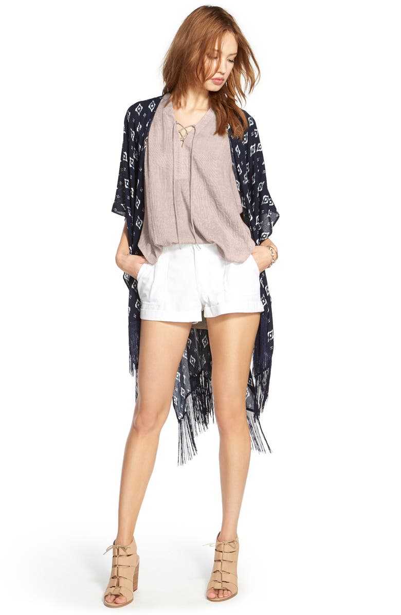 All in Favor Lace-Up Sleeveless Henley Top, Alternate, color, 