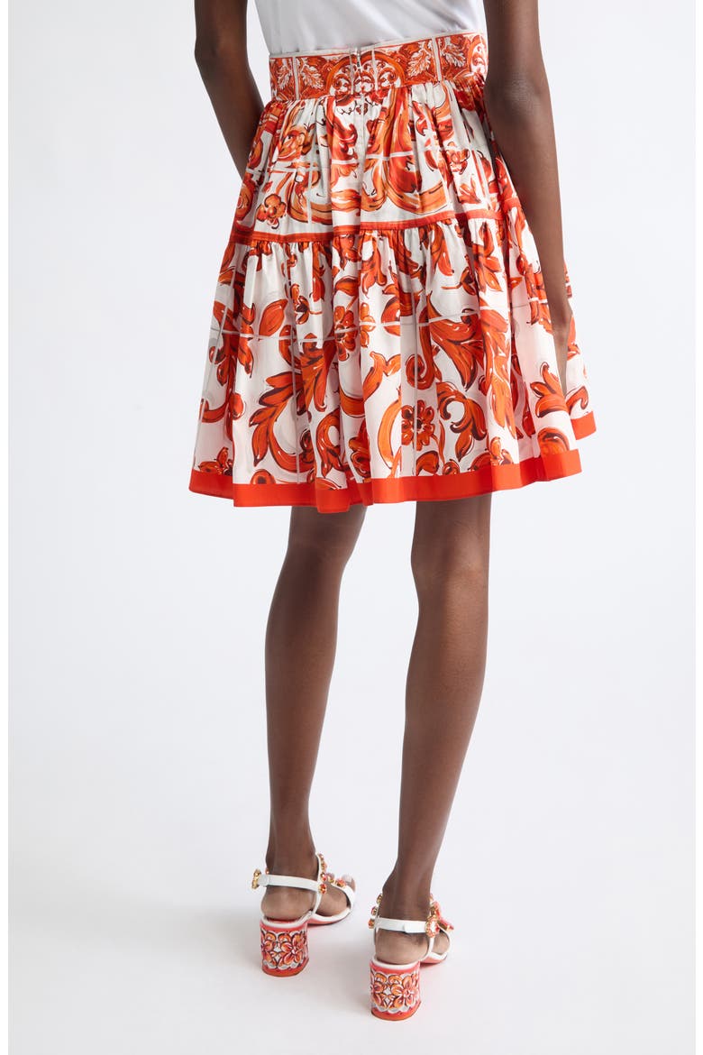 Majolica Print Cotton Poplin Miniskirt, Alternate, color, S9000 VARIANTE ABBINATA