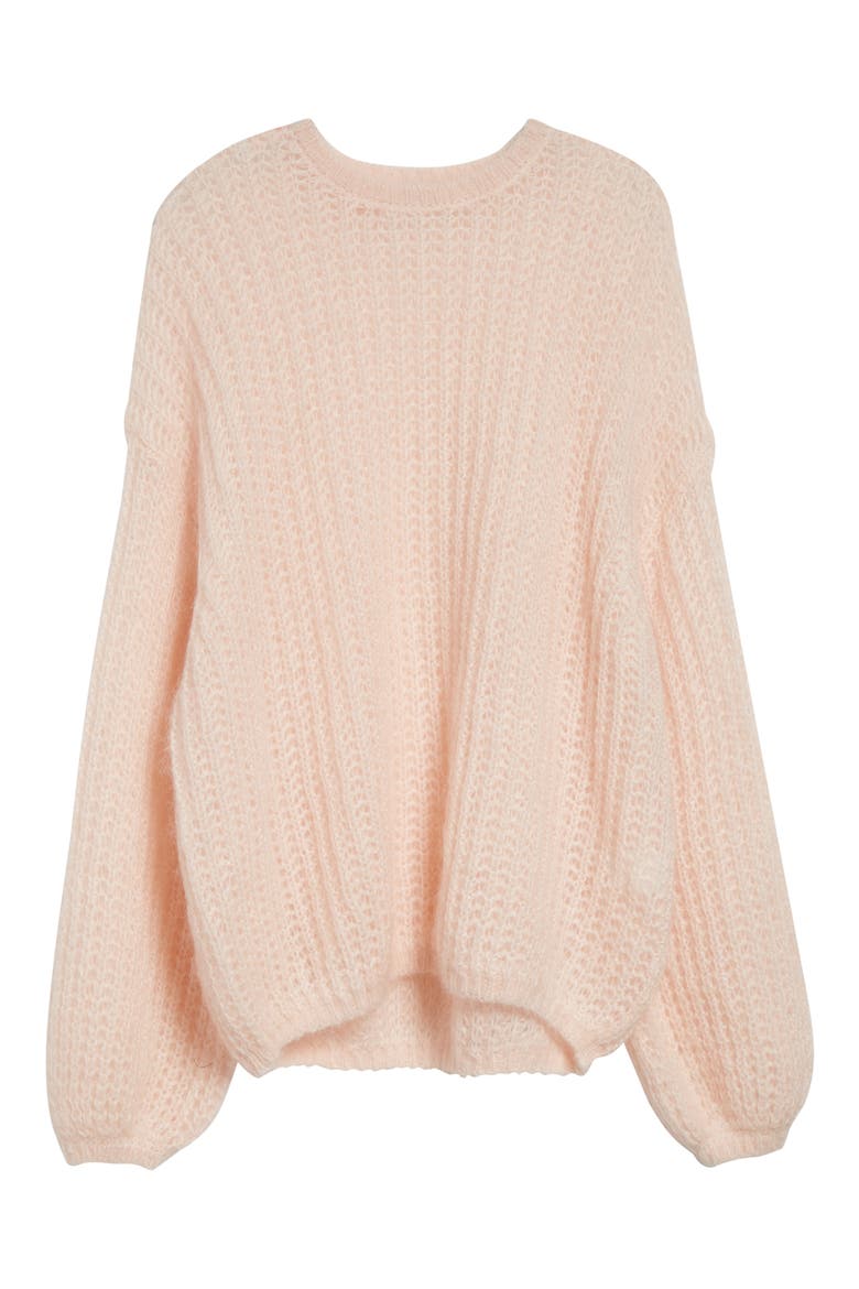 Puffed Wool & Mohair Open Stitch Sweater, Alternate, color, BLOOM