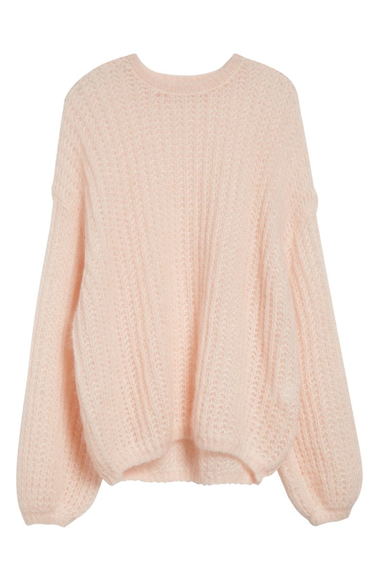 TOTEME Puffed Wool & Mohair Open Stitch Sweater, Alternate, color, Bloom