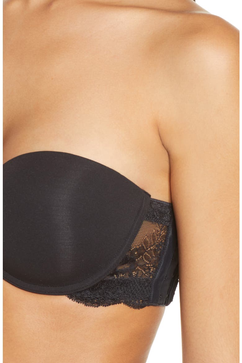 Strut Convertible Strapless Underwire Bra, Alternate, color, BLACK