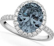 ALLUREZ Oval Cut Halo Gray Spinel & Diamond Engagement Ring 14K