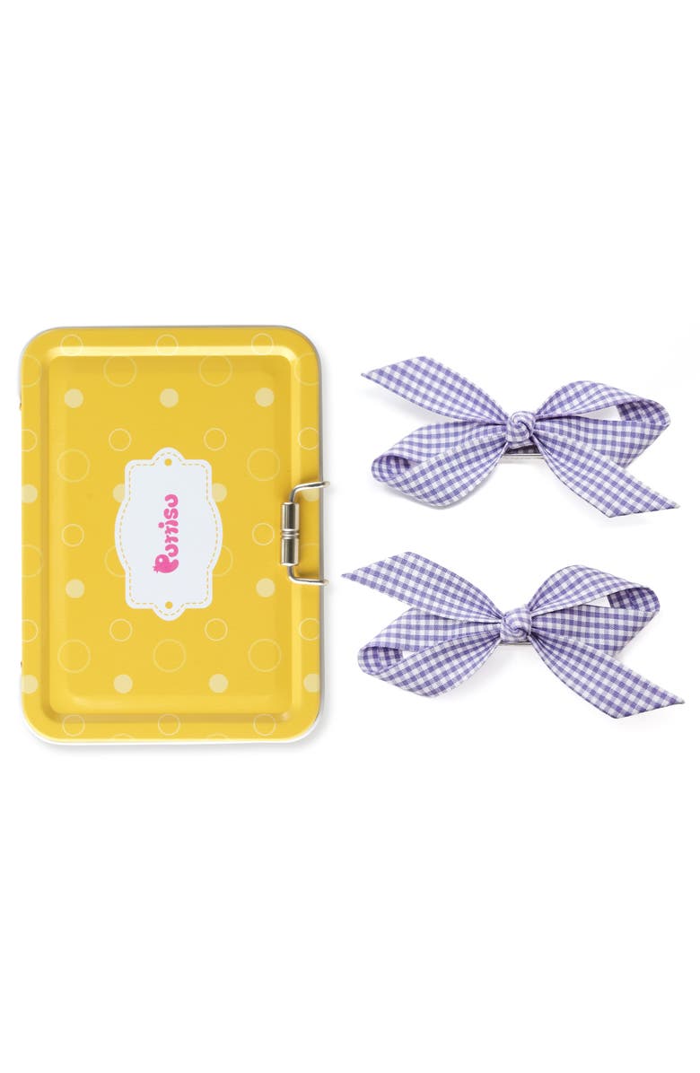 Puttisu 2pc Bow Clip Set, Alternate, color, Violet Gingham