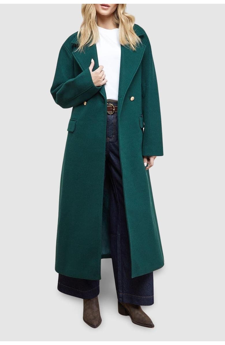 Oasis Tie Belt Detail Midi Coat, Alternate, color, Forest