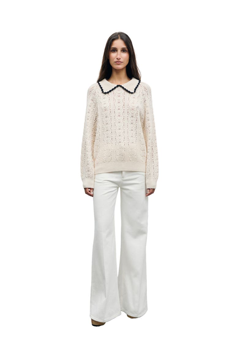 Roca Long Sleeve Collared Jumper, Alternate, color, Ecru