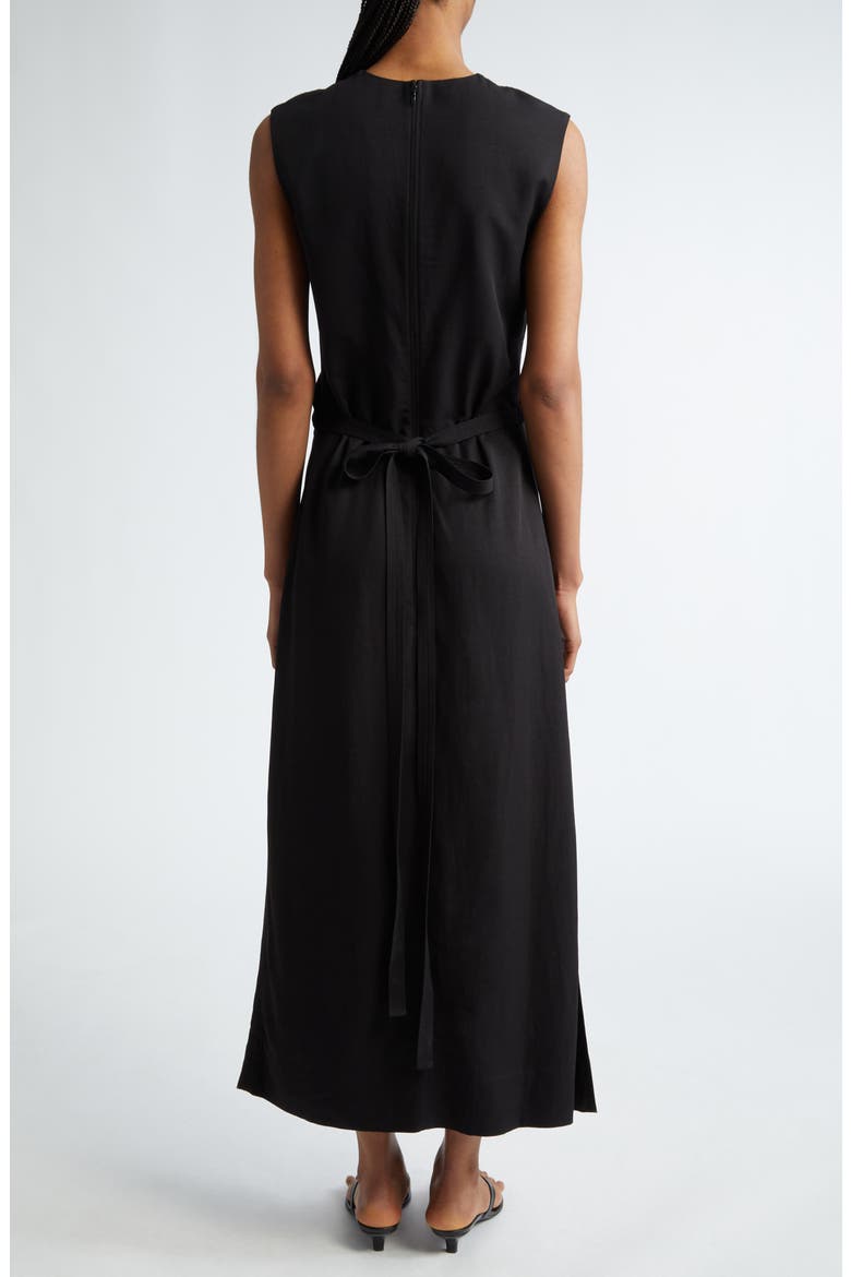 Tie Waist Fluid Drape Maxi Dress, Alternate, color, BLACK