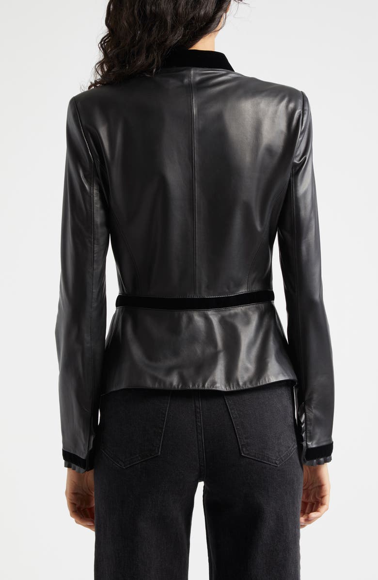 Emporio Armani Velvet Trim Leather Jacket, Alternate, color,