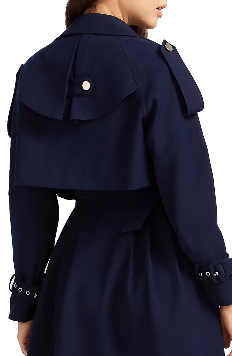 Belle & Bloom Manhattan Crop Trench Coat, Alternate, color, Navy