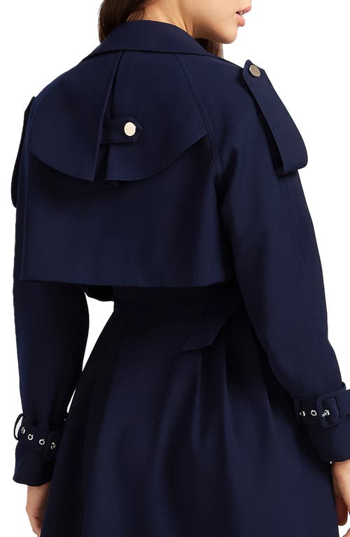 Belle & Bloom Manhattan Crop Trench Coat In Navy