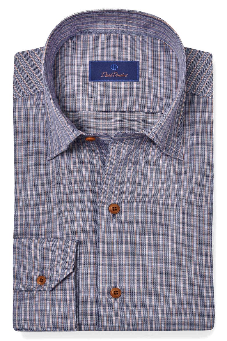 Twill Check Sport Shirt, Main, color, BLUE/ BROWN