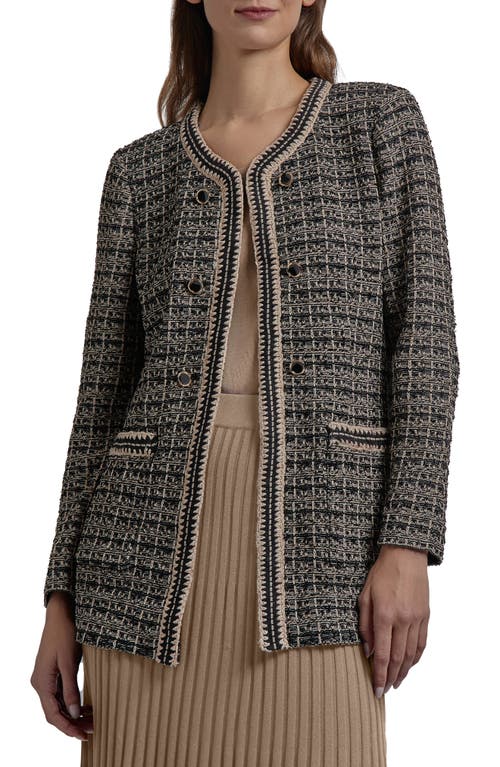 Misook Tweed Jacket in Black/Sand/Biscotti 