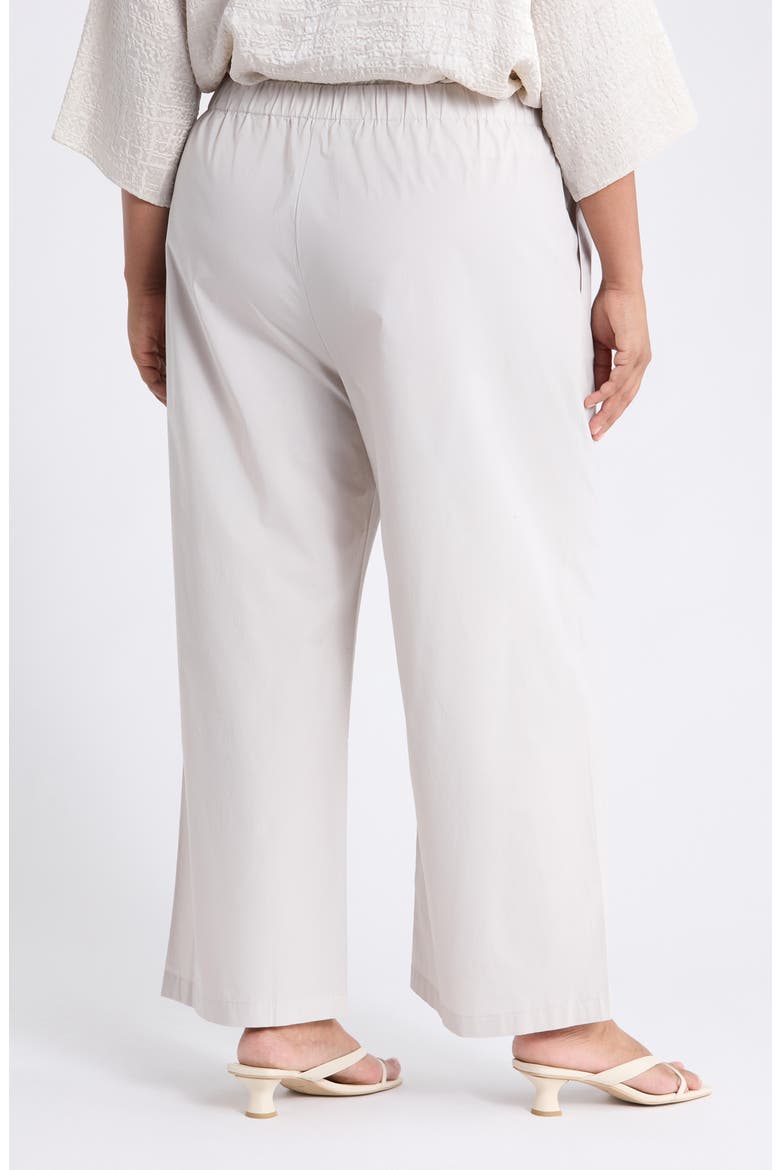 Stretch Cotton Poplin Wide Leg Ankle Pants, Alternate, color, CHALK