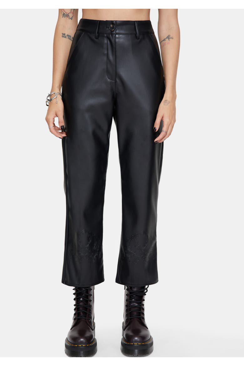 High-Rise Cropped Trousers, Main, color, Black