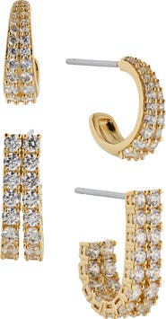 Nadri Disco Duo Pavé Cubic Zirconia J-Hoop Earrings
