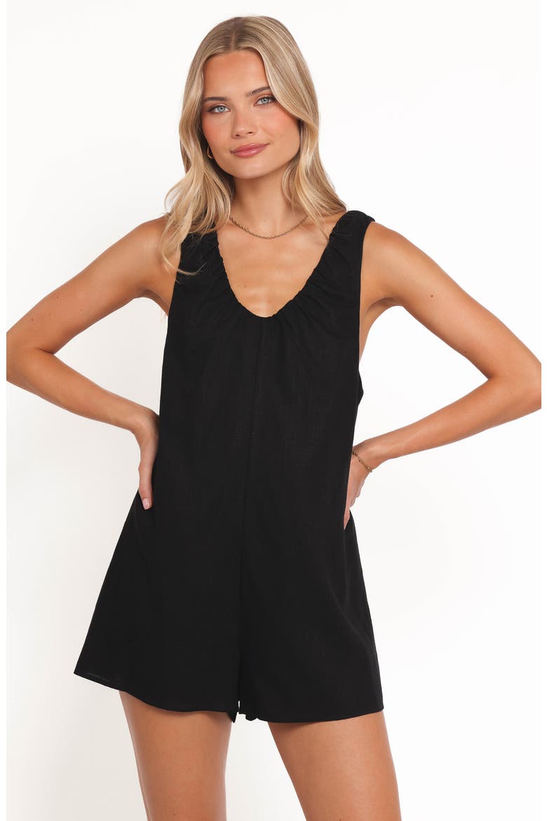 Archer Cotton & Linen Romper, Alternate, color, BLACK