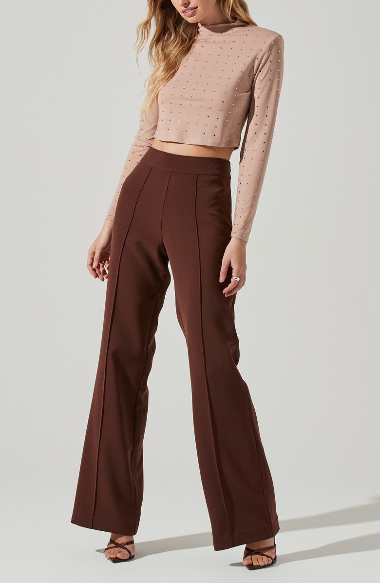 ASTR the Label Esther Studded Long Sleeve Crop Top, Alternate, color, Beige