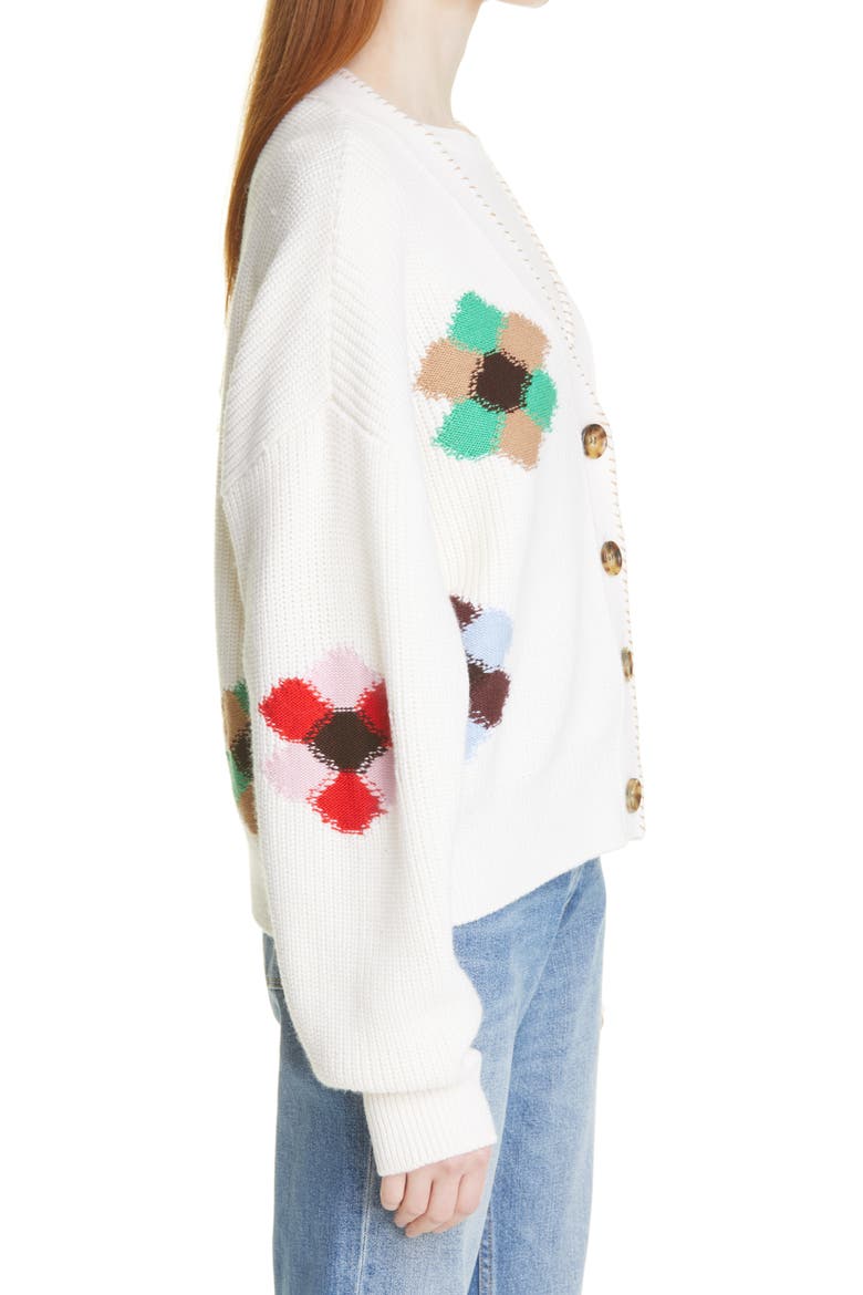 Intarsia Flower Cardigan, Alternate, color, CREAM MULTI