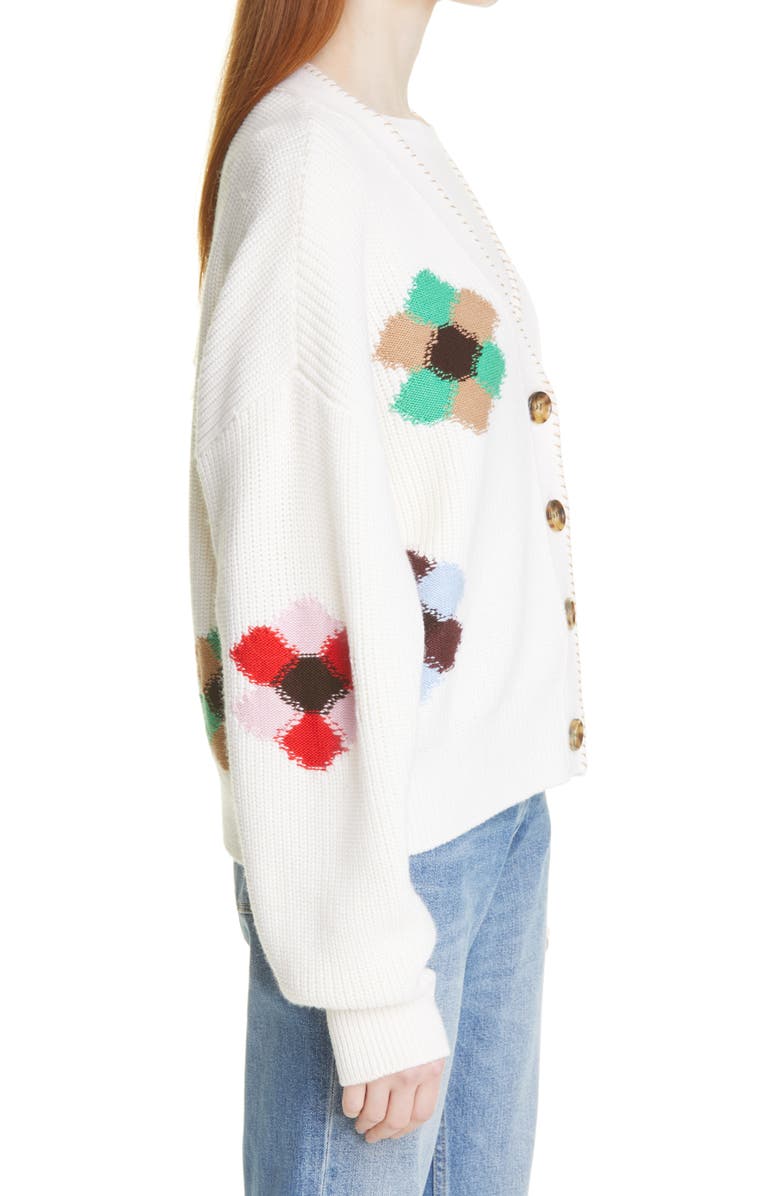 La Ligne Intarsia Flower Cardigan, Alternate, color, 