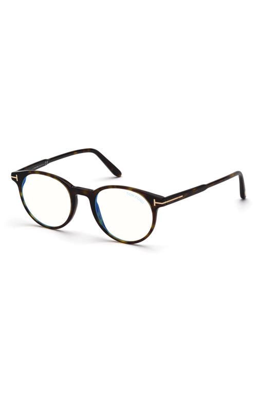 Tom Ford 53mm Square Blue Light Blocking Glasses In Havana/blue Block