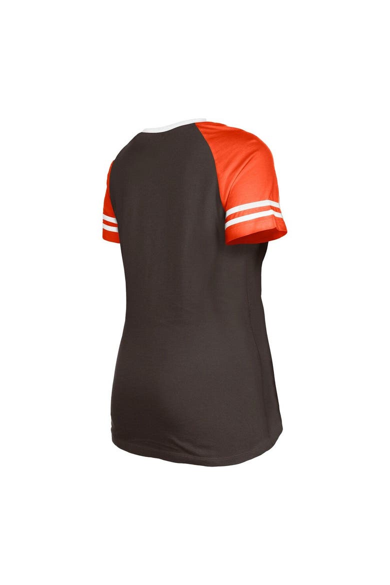 Women's New Era  Brown Cleveland Browns Raglan Lace-Up T-Shirt, Alternate, color, Brown