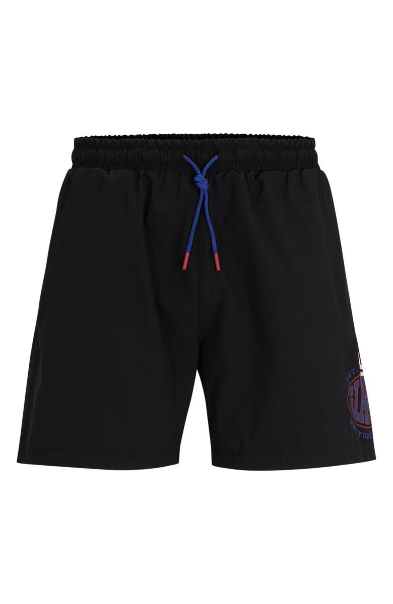 BOSS x NFL Drawstring Swim Trunks, Main, color, Black