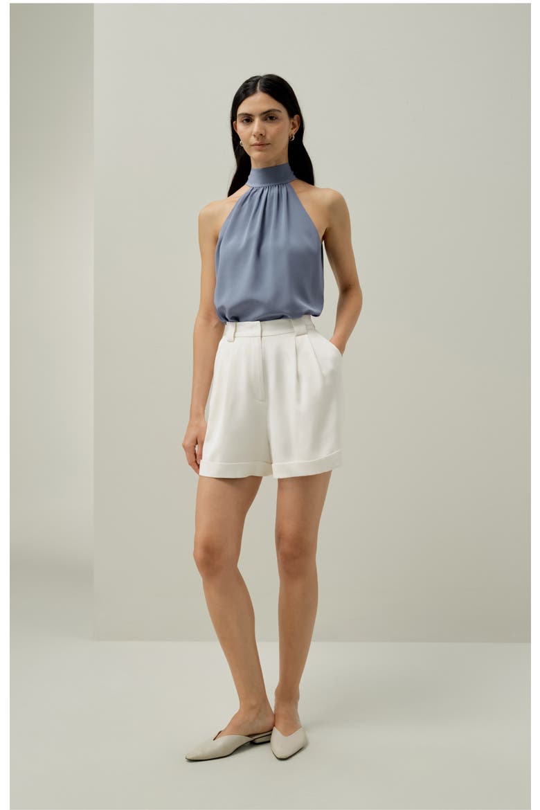Women's Halter Neck Silk Top, Alternate, color, Crystal Blue