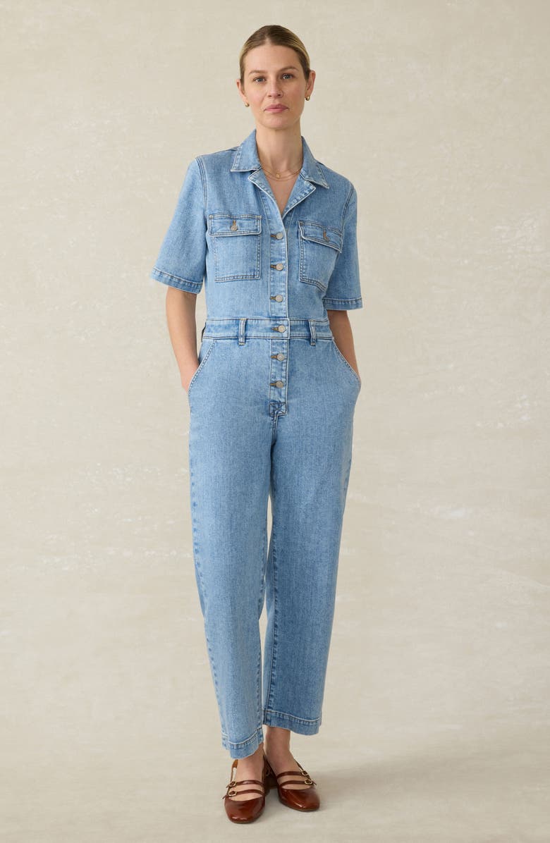 Faherty Michelle Denim Jumpsuit, Alternate, color, Cloud Light Wash