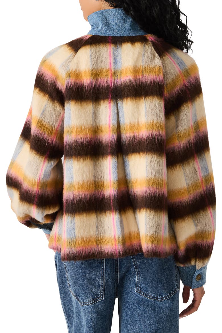 Kaylen Denim Trim Stripe Wool Blend Jacket, Alternate, color, FOREVER BLUE