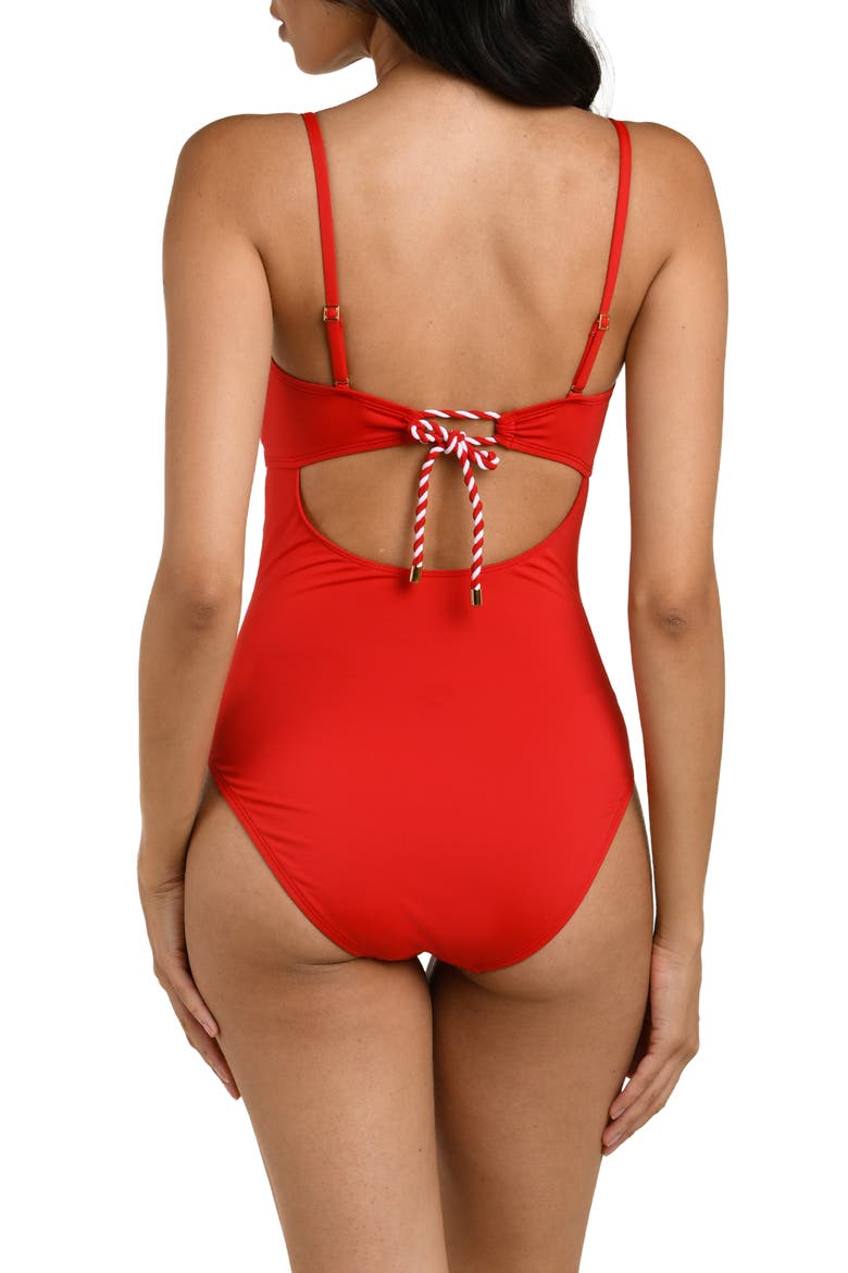 Mariner One-Piece Swimsuit, Alternate, color, RUBY