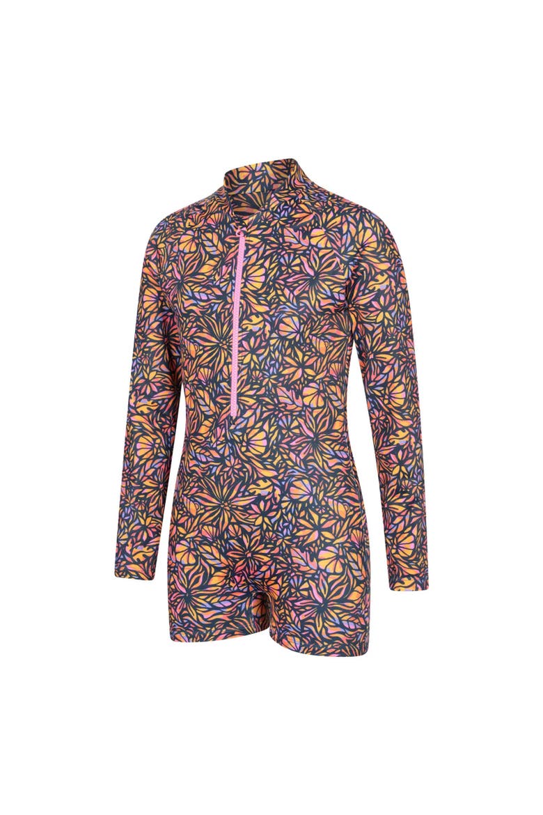 Childrens/Kids Mira Flowers Long-Sleeved Rash Guard, Alternate, color, Neon Orange