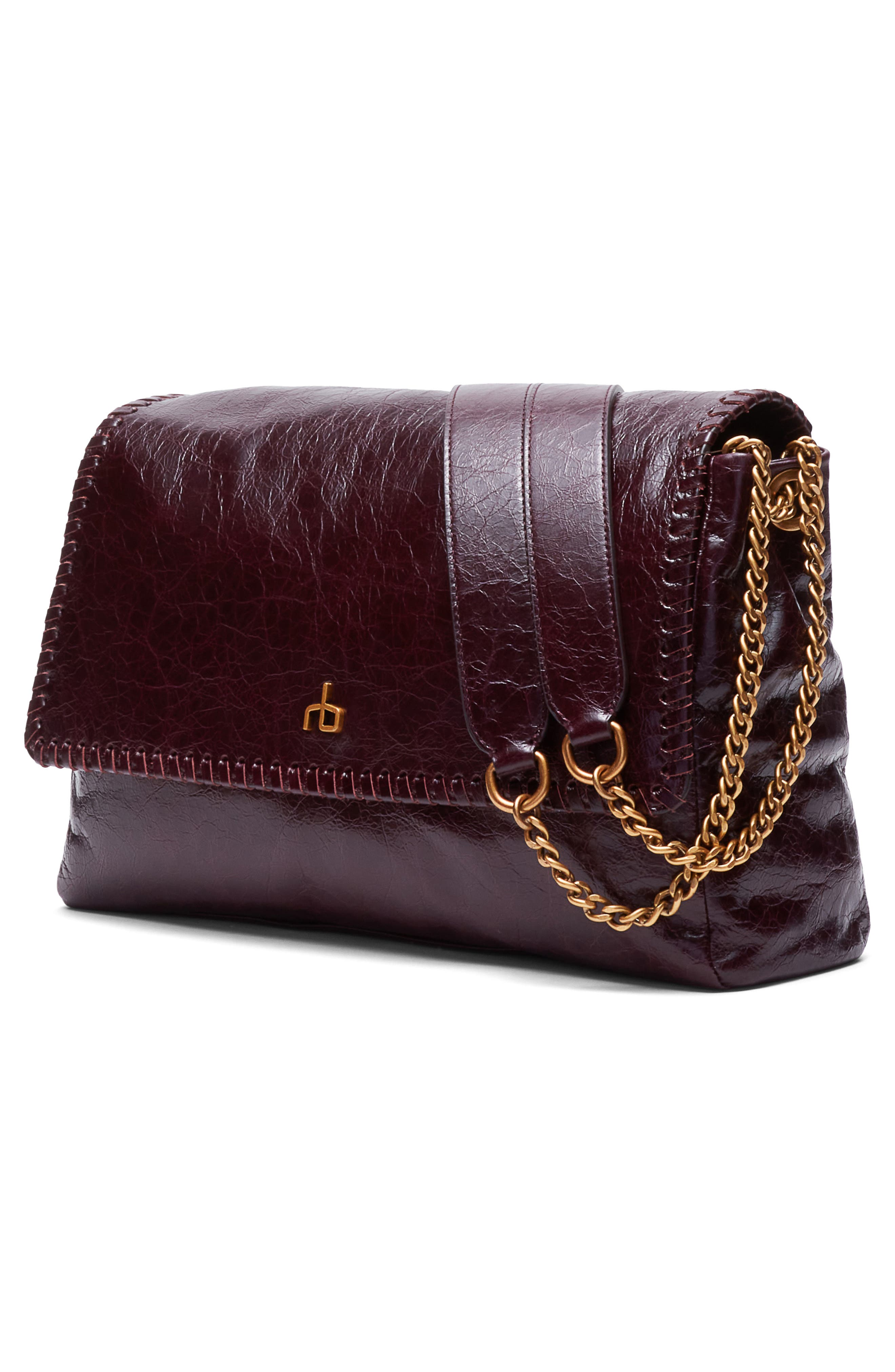 rag 
bone Large Chelsea Flap Leather Convertible Shoulder Bag, Alternate, color, Blackberry