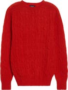 Drake's Brushed Shetland Lambswool Cable Stitch Crewneck Sweater