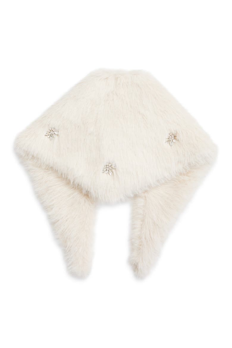 Crystal Embellished Faux Fur Neckerchief, Alternate, color, BLONDE/ PEARL/ CLEAR