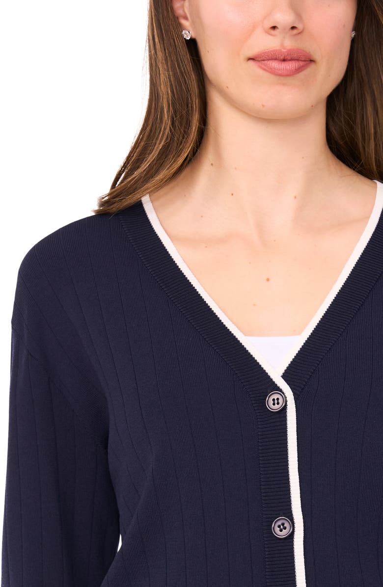 Halogen<sup>®</sup> Tipped V-Neck Cardigan, Alternate, color, Navy Depths